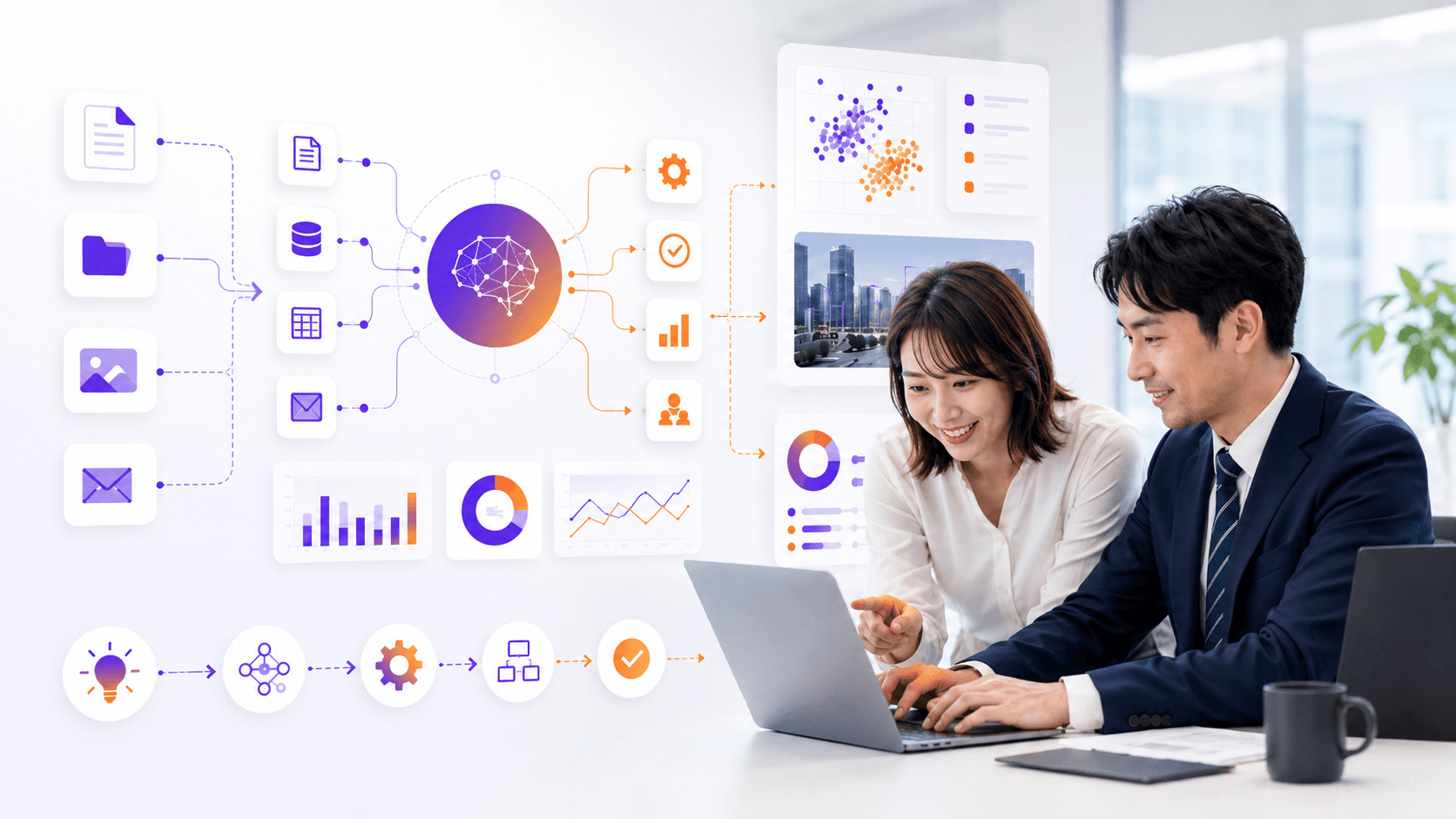 AIによるデータ分析・業務効率化のイメージ